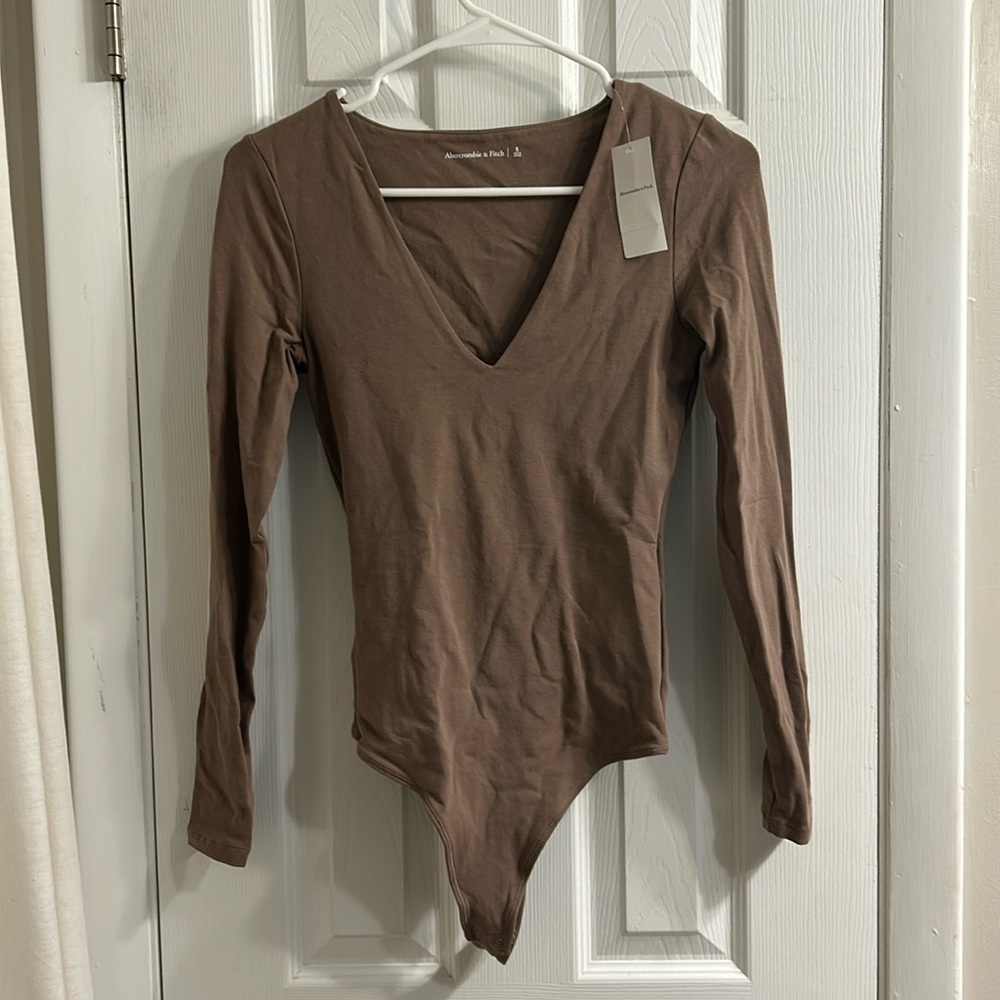 Brown Abercrombie and fitch v neck body suit